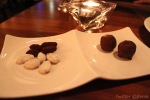 Chocolate covered almonds and truffles to finish