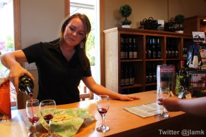 Domaine de Chaberton: Staff pours wine for tasting