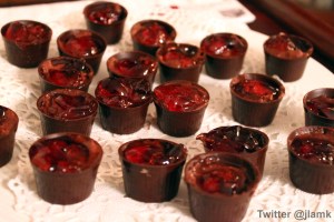 Chocolate Cup with Finger Fruit infused Chocolate Mousse and Finger Fruit Wine Jelly