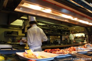 Watching chefs prepare food