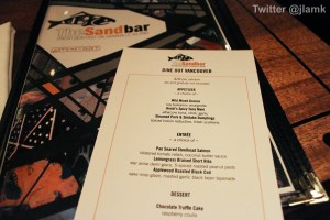 Sandbar's Dine Out Menu