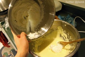 Folding the whipped cream