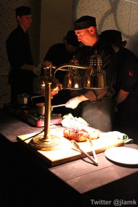 Chefs prepare the dishes