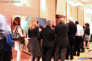 Attendees lined up to pick up their dishes