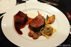 VCC: Fillet of Beef, Slowed Braised Brisket, Mushroom and Spanich Ravioli