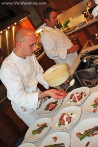 Dressing the dish with cauliflower puree