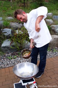 Chef Bell making sugar angel hair