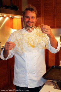 Chef Bell showing off the sugar art