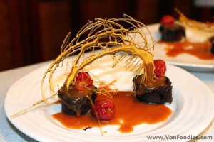 Dessert with sugar art decoration