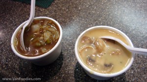 Beef Barley (left) and Cream of Chicken with Mushroom