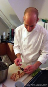 Chef Trevor not used to the camera flashes