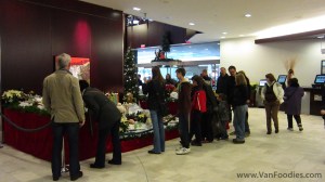 Visitors checking out the gingerbread houses