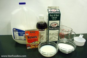 Ingredients for Panna Cotta