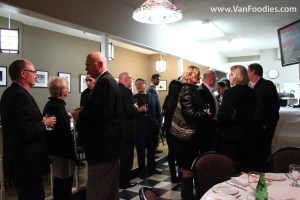 Guests mingle before dinner