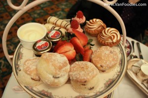 Top tier with pastries and scones