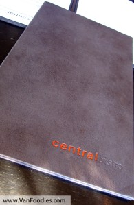 Central Bistro menu