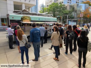 Long line-up at Mom's Grilled Cheese