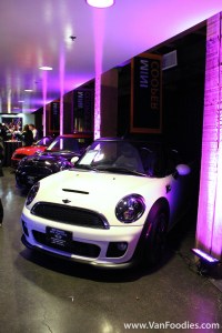 Mini Coopers on display
