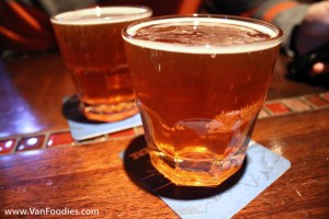 Two 4oz glasses of Phillips Beer's Blue Buck