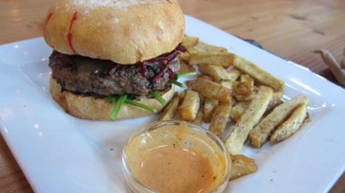 The Portland Craft Burger with some pickled beets.
