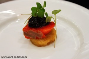 p2b bistro - Candied sockeye salmon, bannock & Saskatoon berry compote