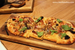 Flatbread - pancetta, morel mushrooms, onion béchamel, Jersey blue