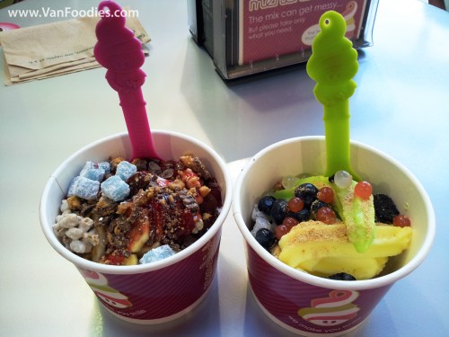 The epic 13oz yogurt concoction (left) vs 9oz